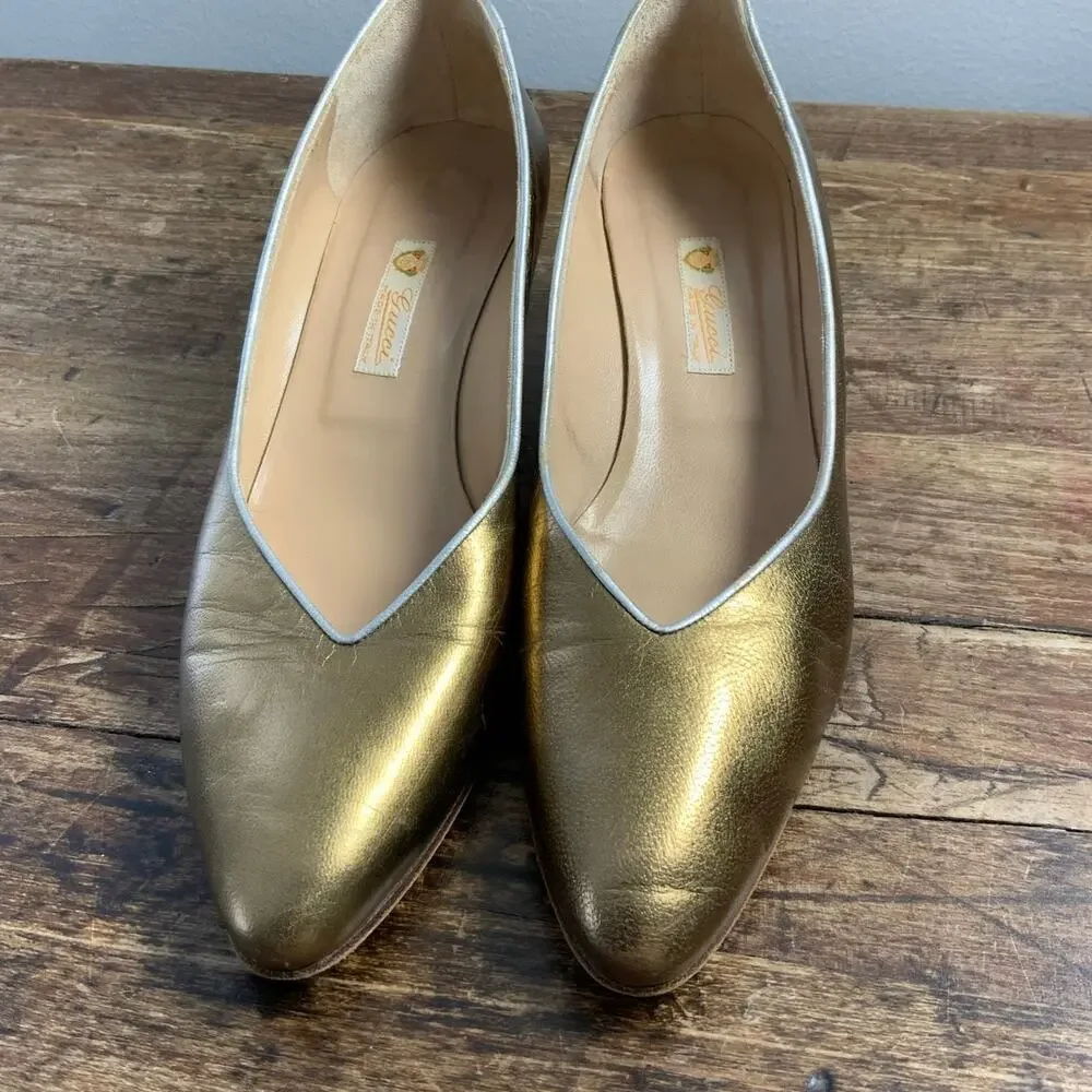 Gucci Vintage Gold pumps‎ size 36.5 AA